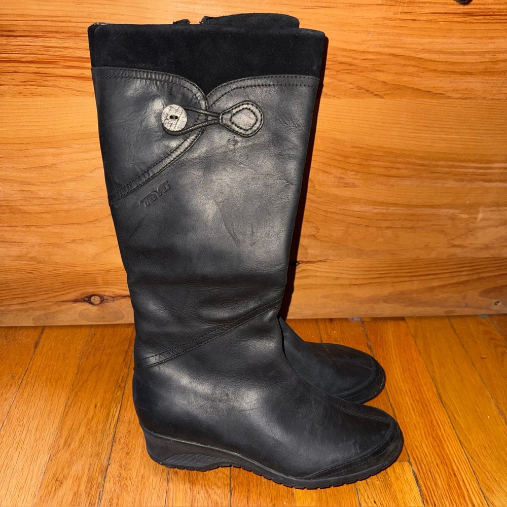 Teva Black Leather Tall Boots